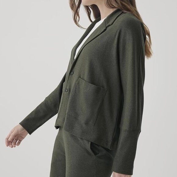 Pact Organic Cotton Women's Relaxed Blazer in Evergreen Heather, size S, NWT - Picture 3 of 9